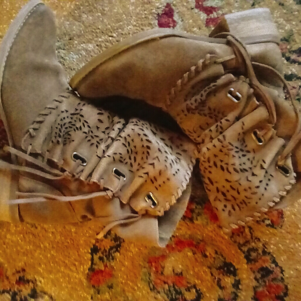 Laser Cut Leather Ankle Boots